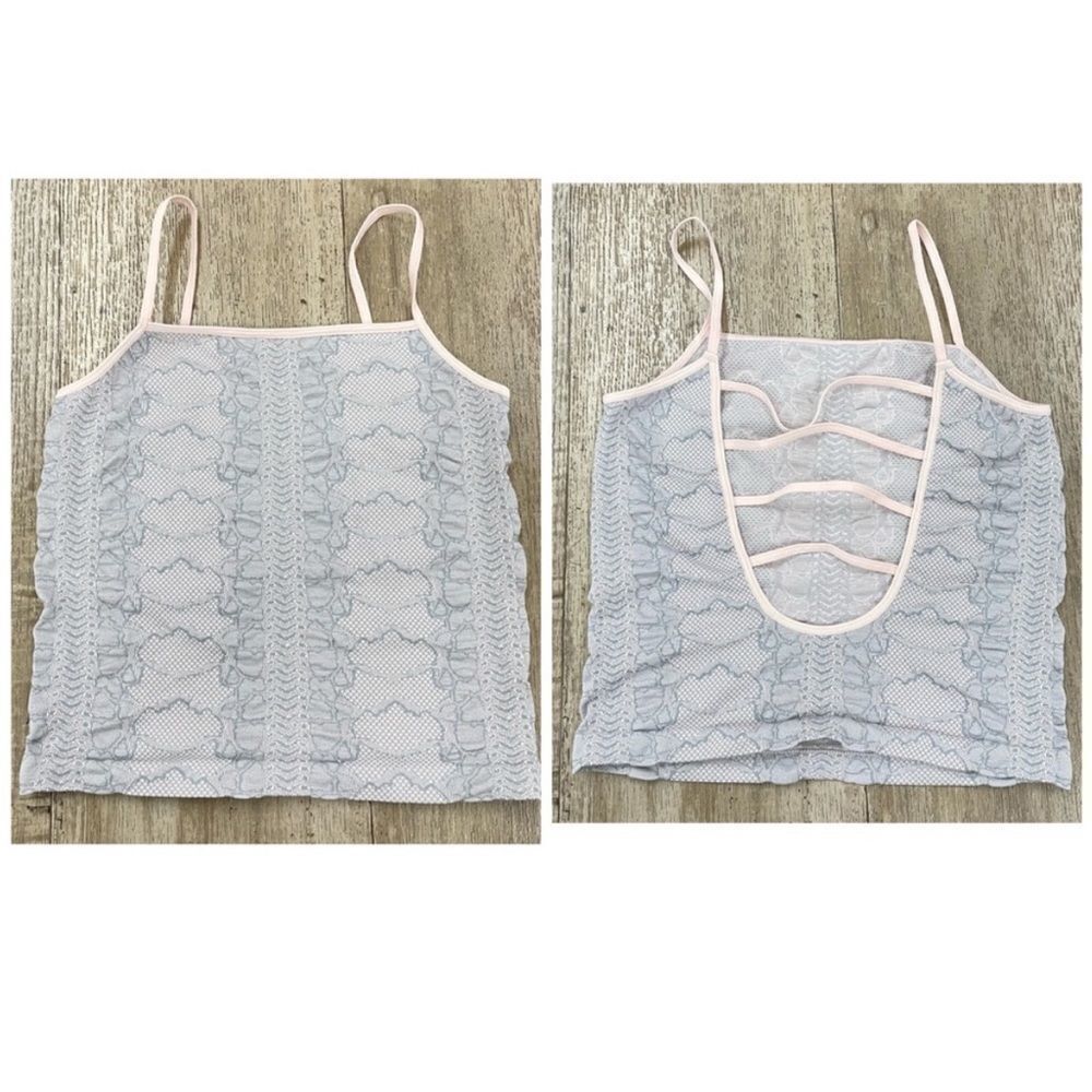 Free People Intimately Texture Strappy Back Crop Top In Light Pink Combo